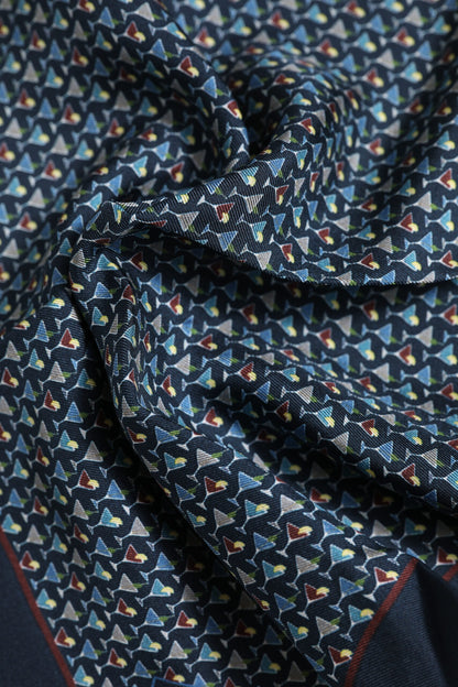 Blue Cocktail Silk Square Foulard Scarf