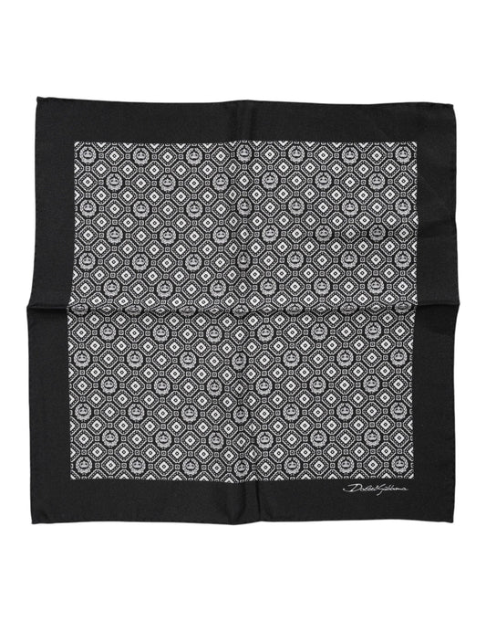 Black White Patterned Square Foulard Scarf