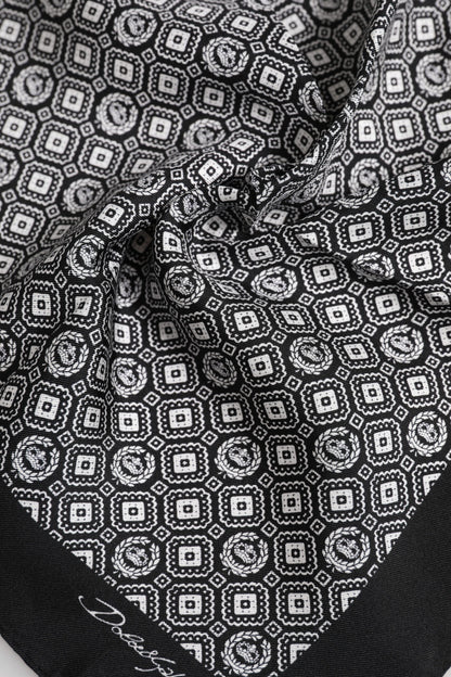 Black White Patterned Square Foulard Scarf