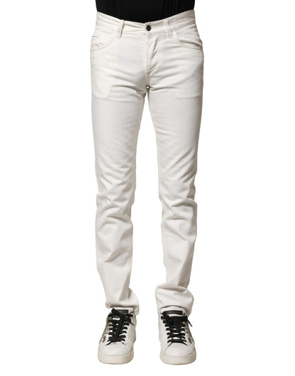 White Cotton Skinny Men Denim Jeans