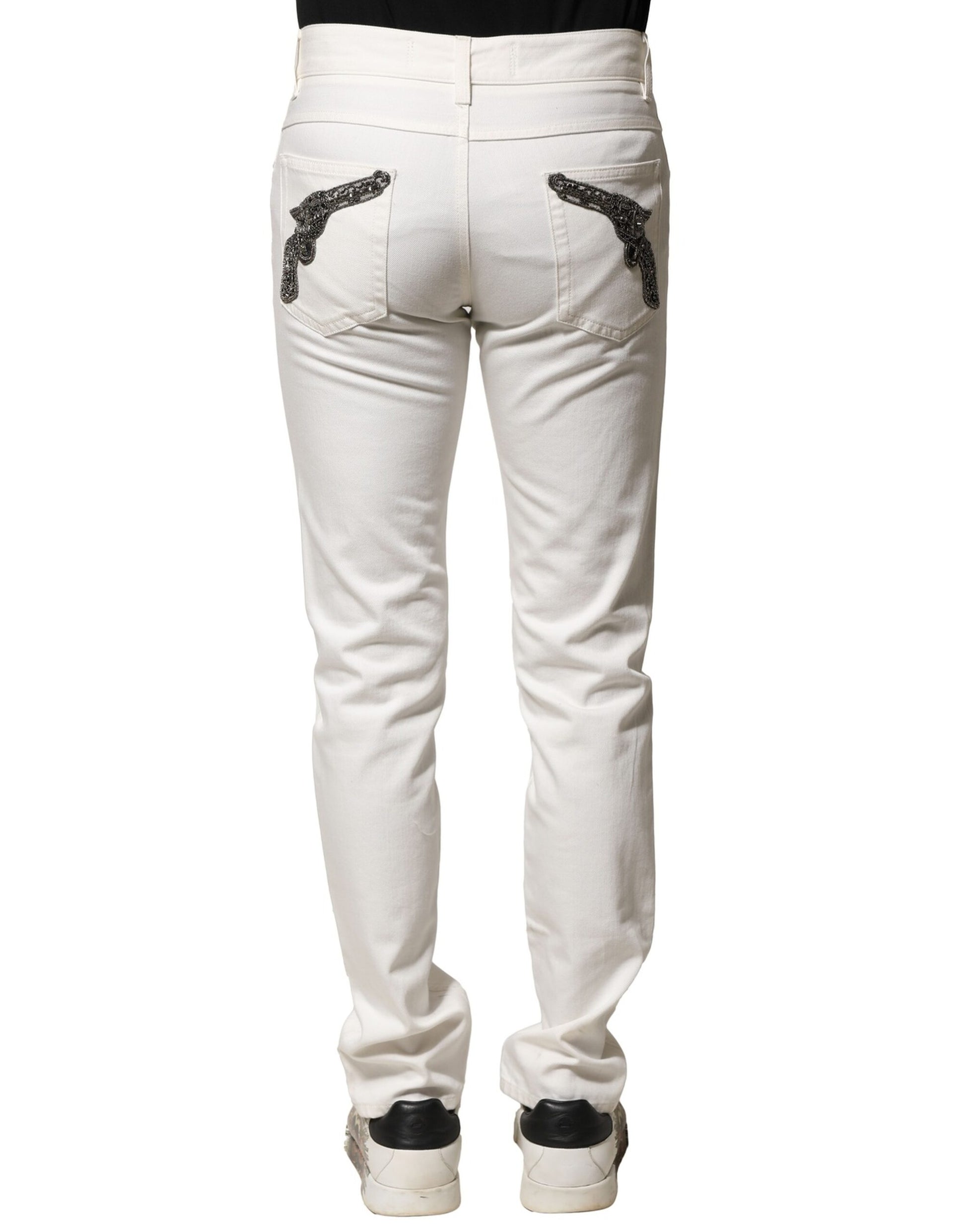 White Cotton Skinny Men Denim Jeans