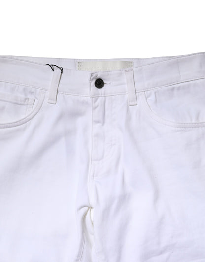 White Cotton Skinny Men Denim Jeans