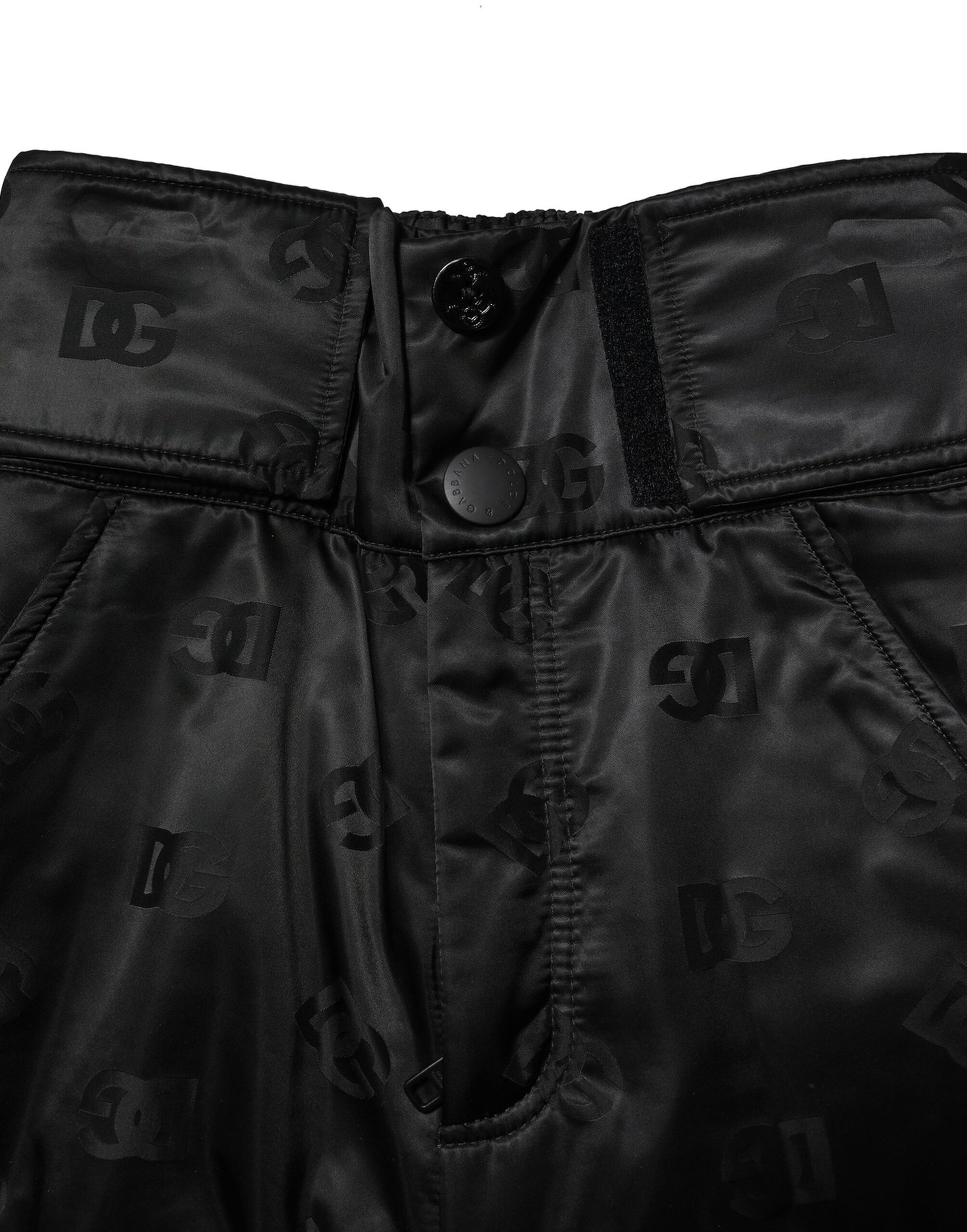 Black Nylon DG Logo Straight Pants