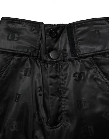 Black Nylon DG Logo Straight Pants