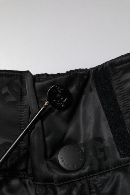 Black Nylon DG Logo Straight Pants