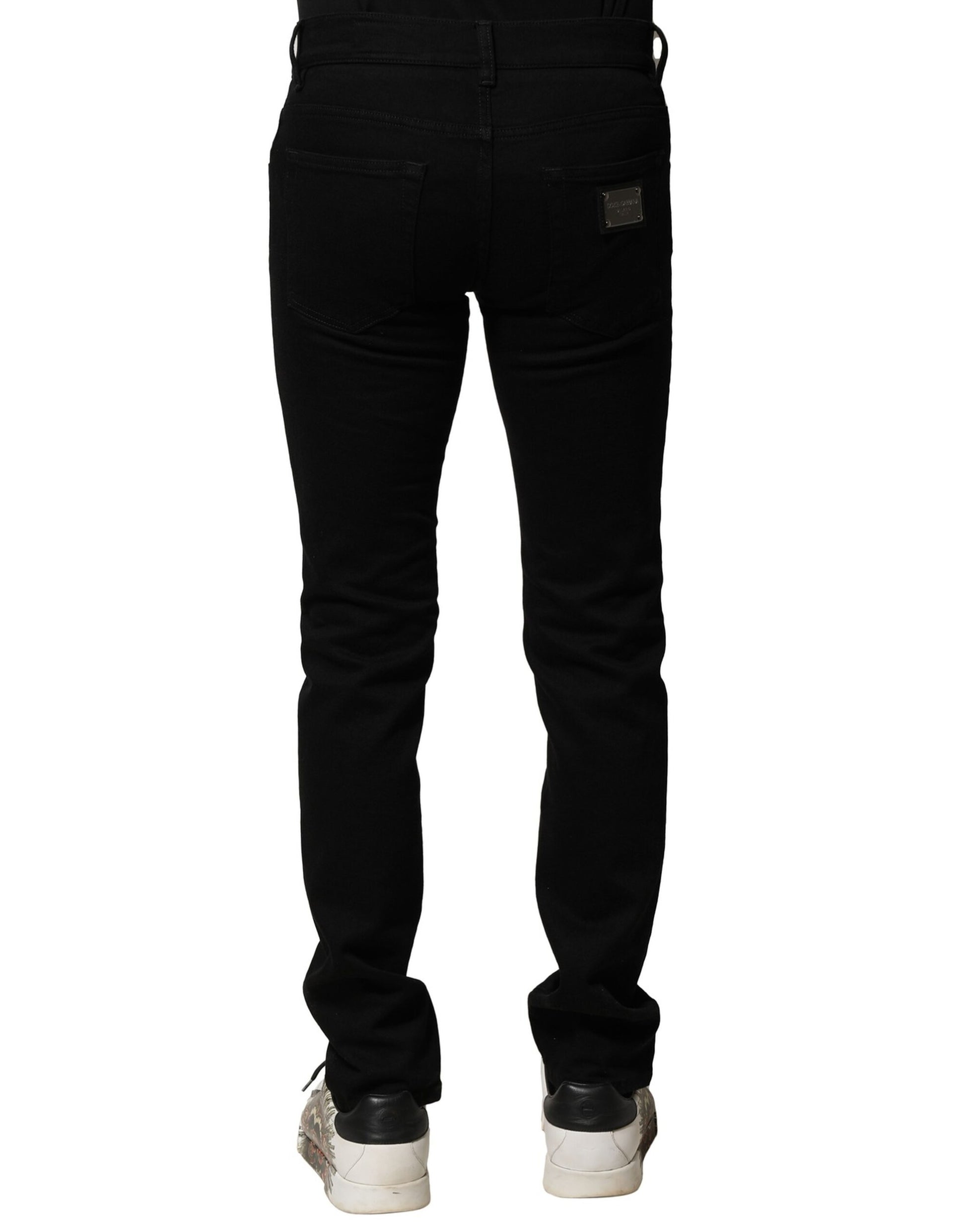Black Cotton Stretch Skinny Men Denim Jeans