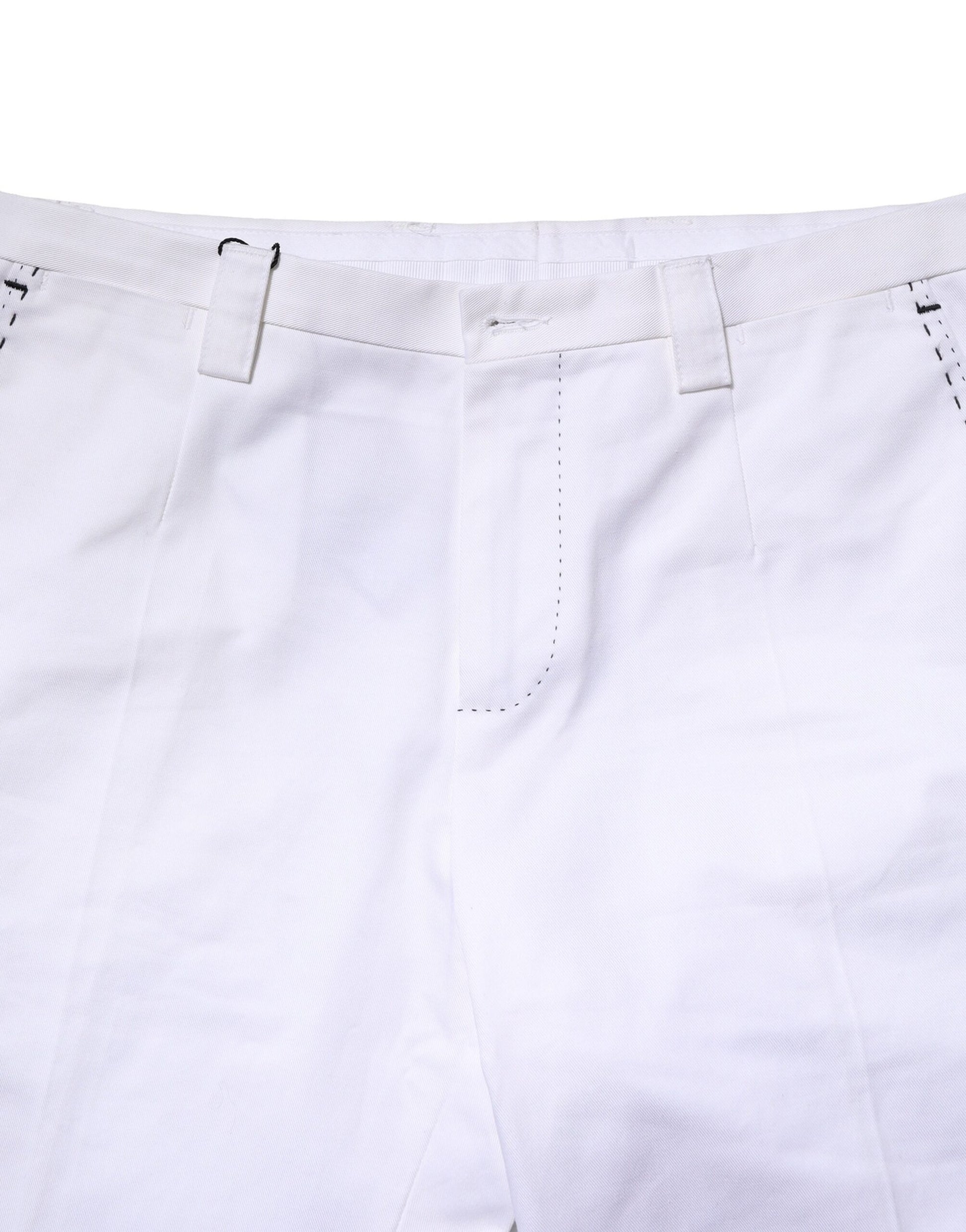 White Cotton Straight Logo Men Pants