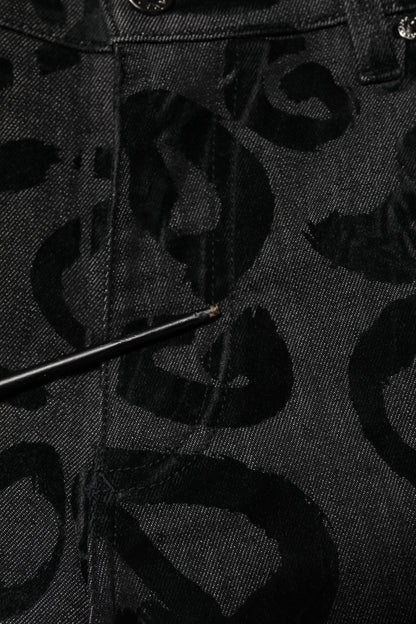 Gray Cotton DG Logo Straight Men Denim Jeans