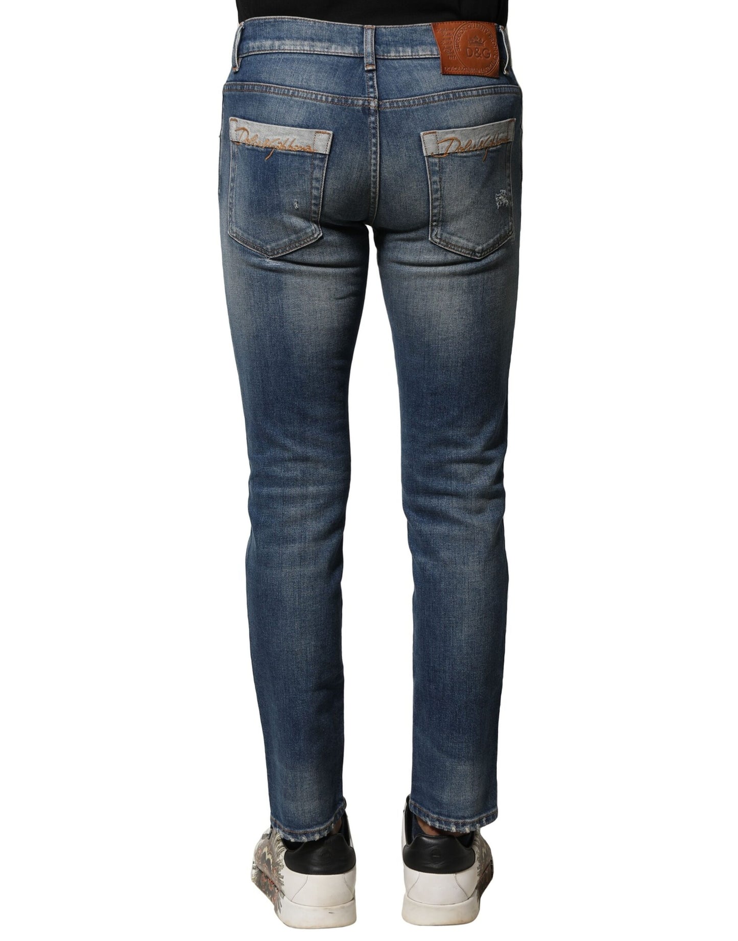Blue Washed Cotton Slim Fit Men Denim Jeans