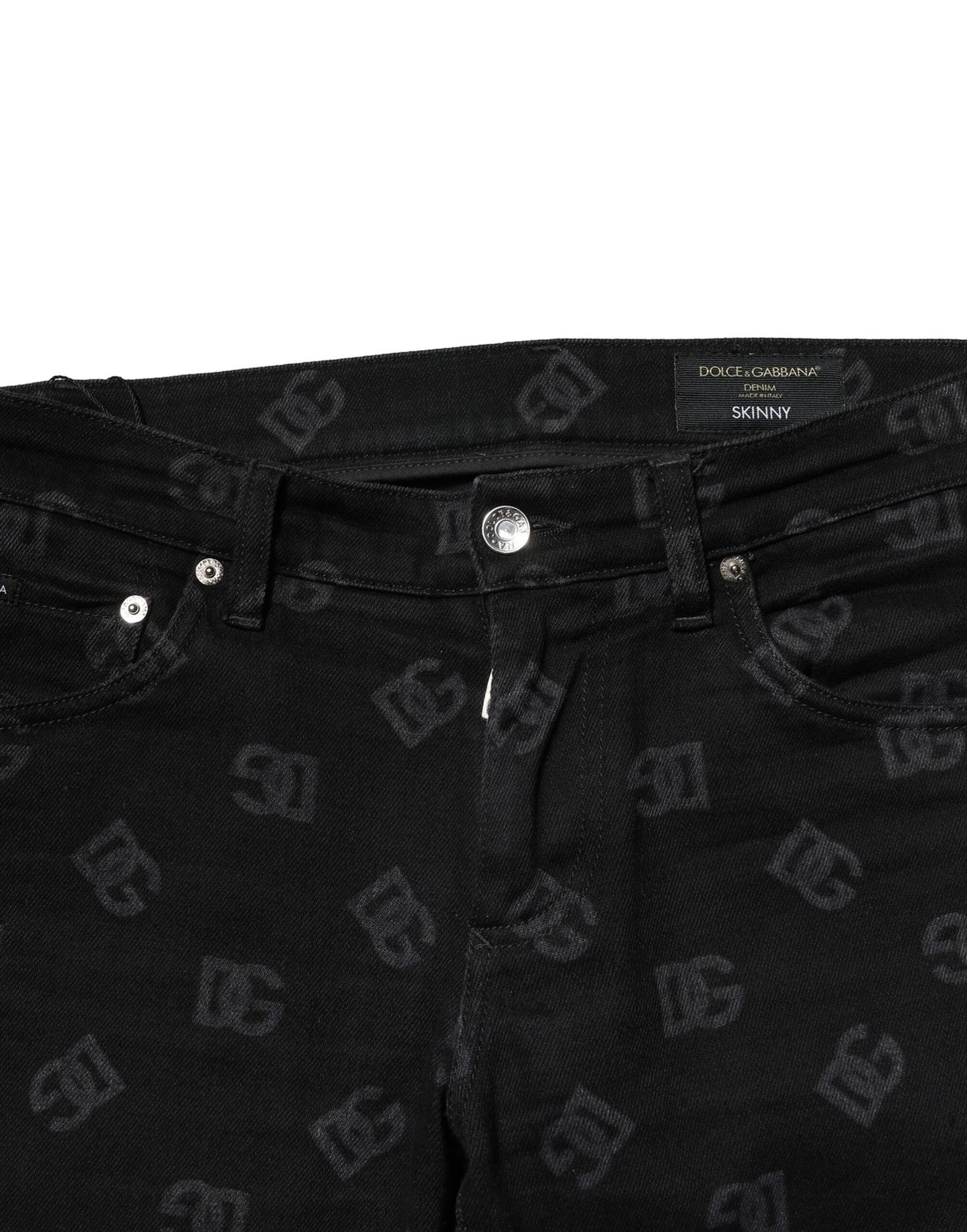 Black Cotton DG Logo Skinny Men Denim Jeans