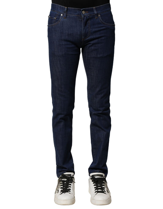 Blue Cotton Stretch Skinny Men Denim Jeans