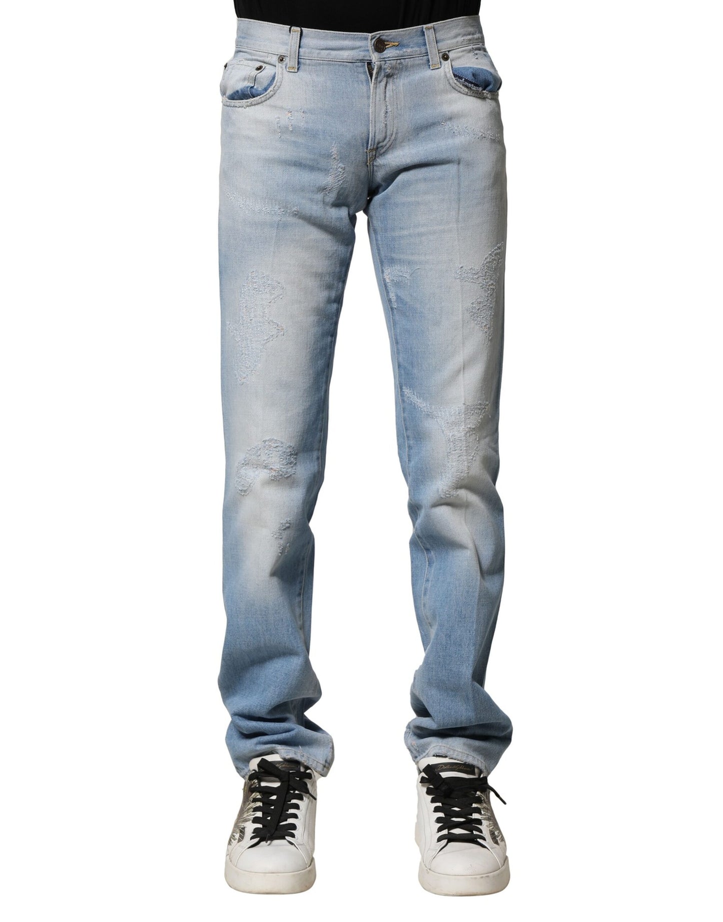 Light Blue Washed Straight Fit Denim Jeans