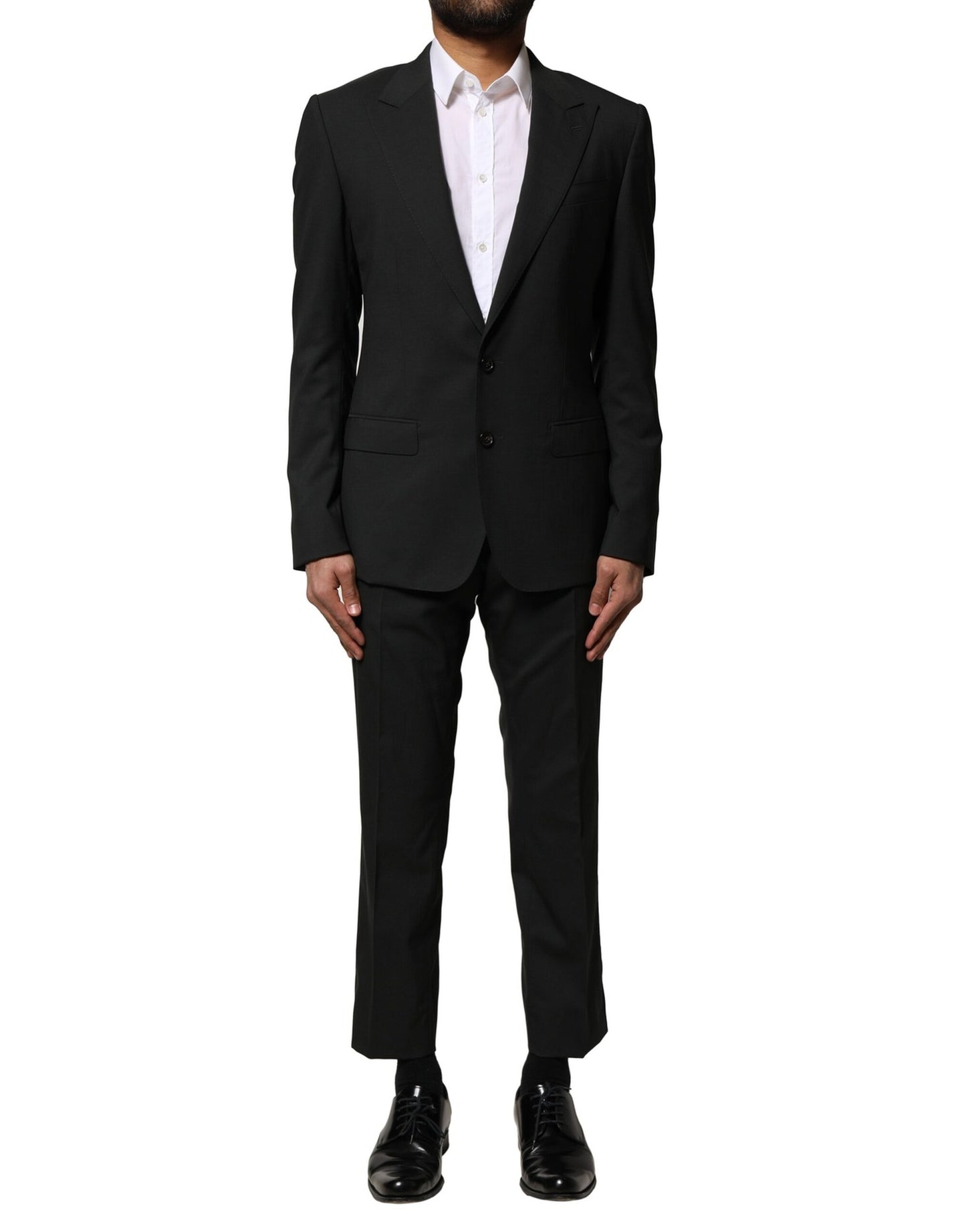 Black Wool 2 Piece Single Breasted Suit