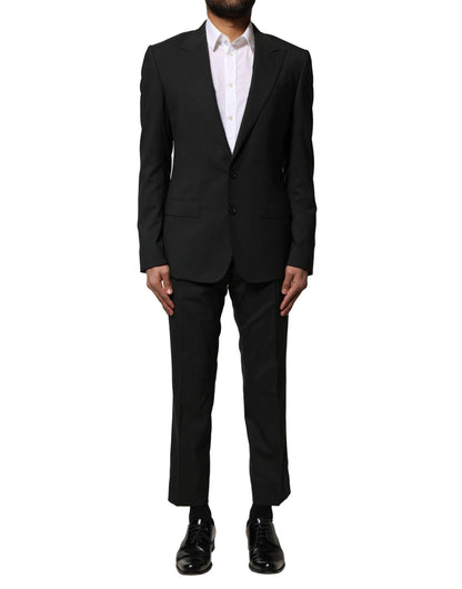 Black Wool 2 Piece Single Breasted Suit