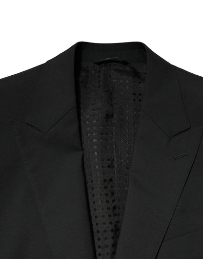 Black Wool 2 Piece Single Breasted Suit