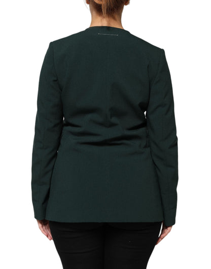 Green Single Breasted One Button Coat Jacket