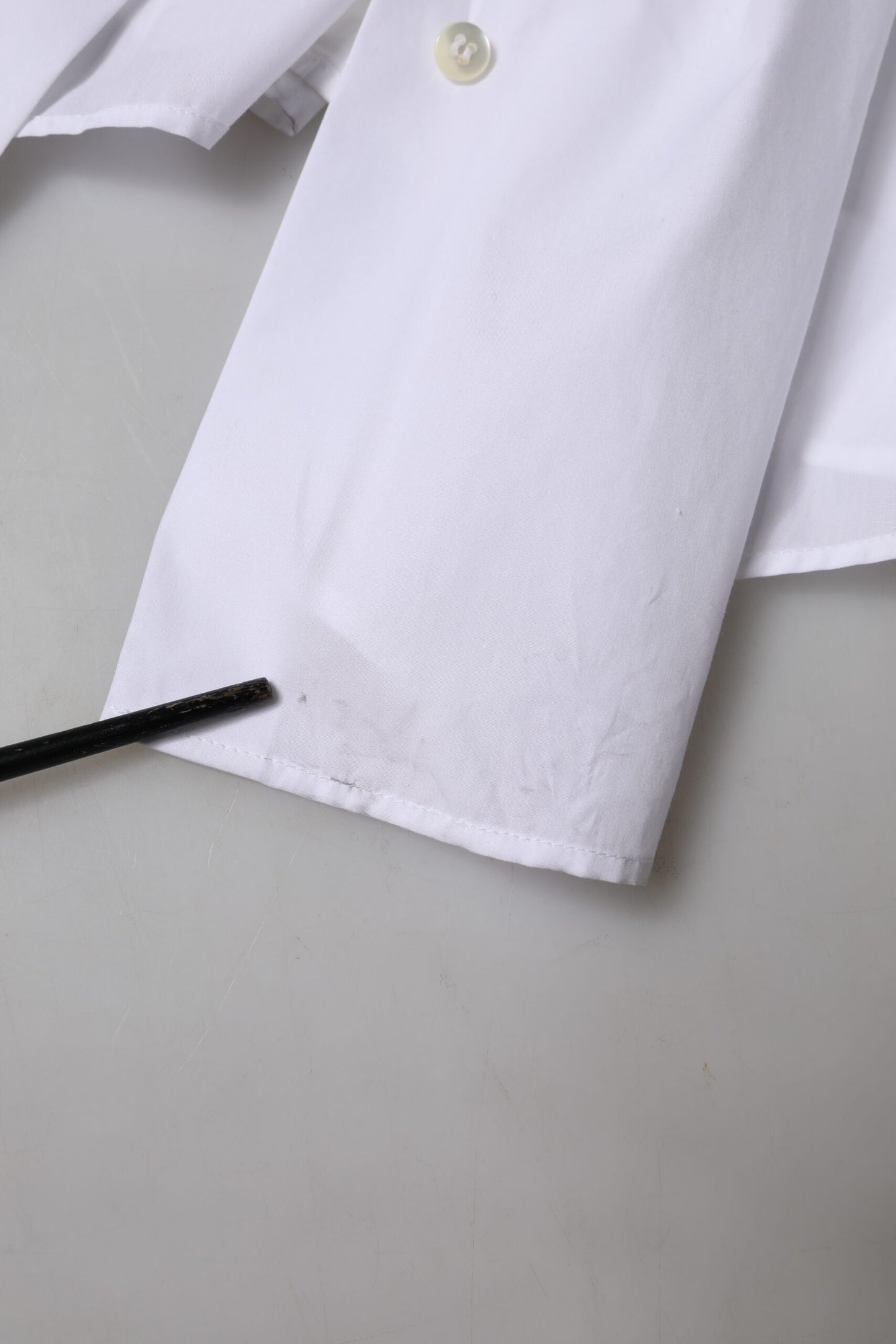 White Cotton Collared Short Sleeves Top