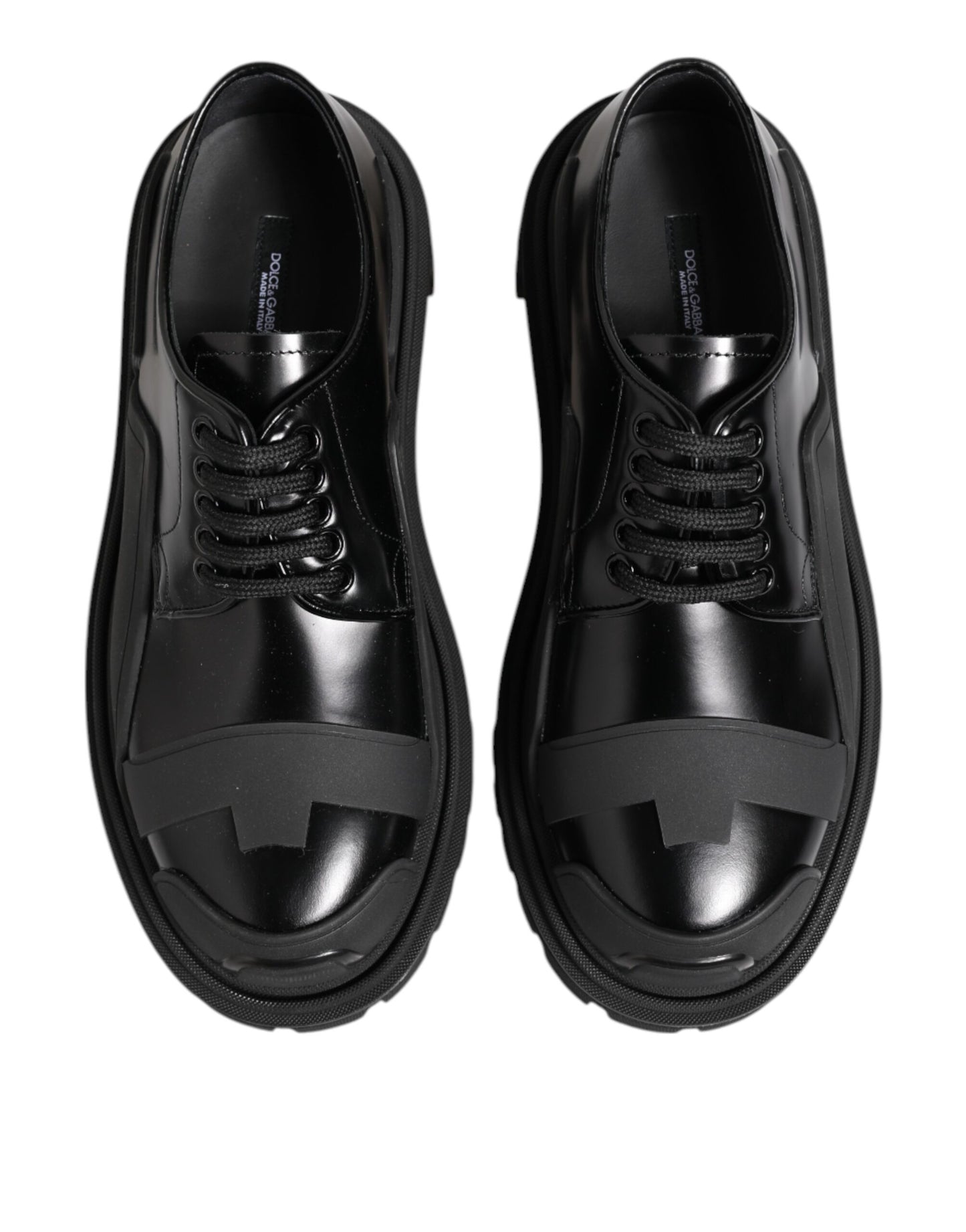 Black Patent Leather Trekking Derby Shoes