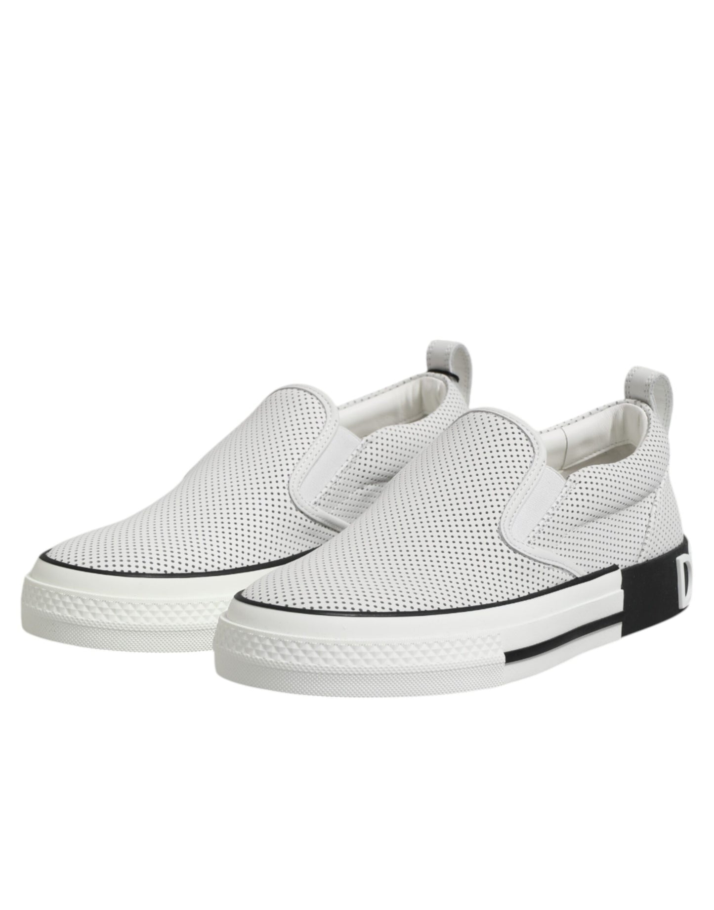 White Dotted Leather Slip On Men Sneakers Shoes