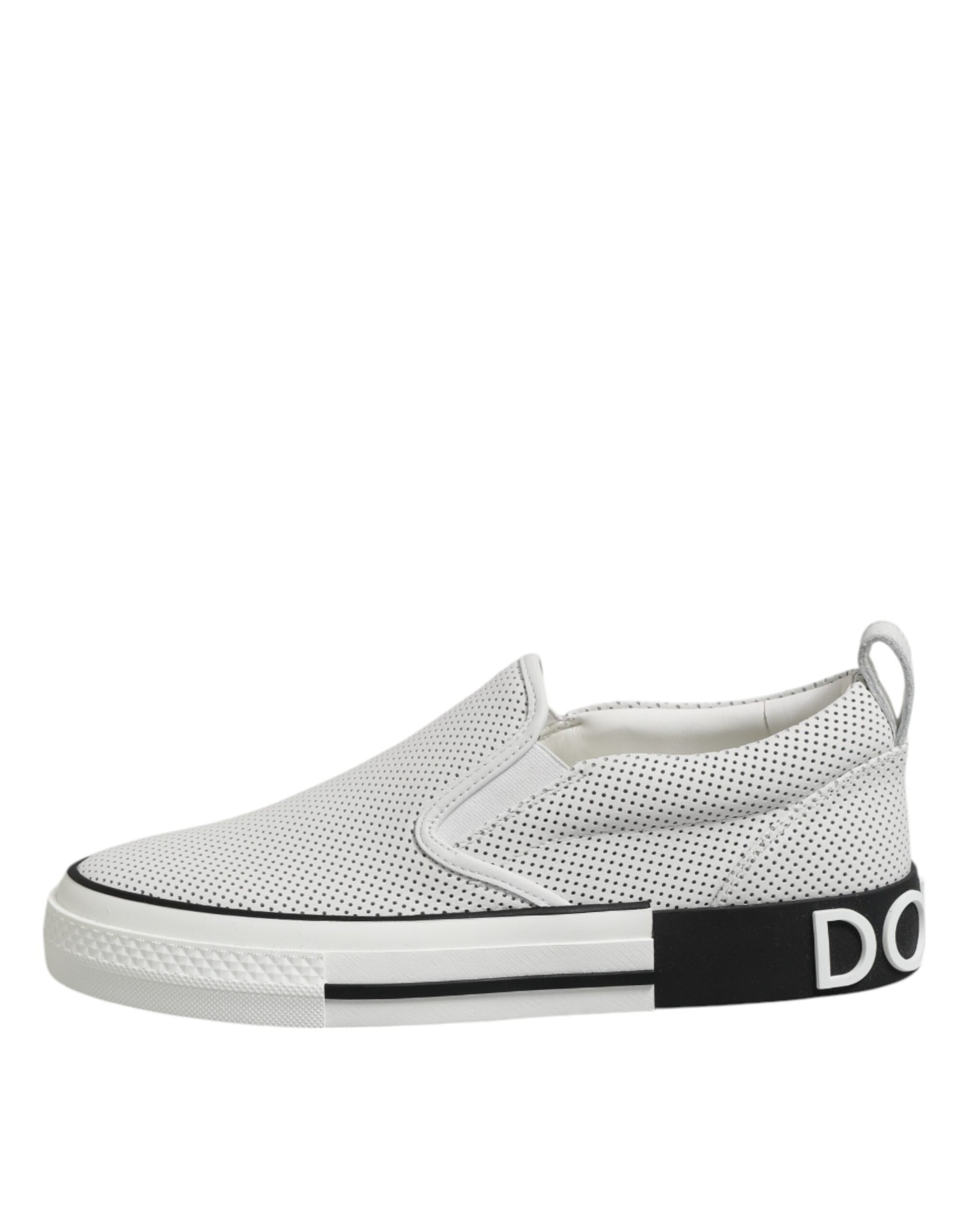 White Dotted Leather Slip On Men Sneakers Shoes