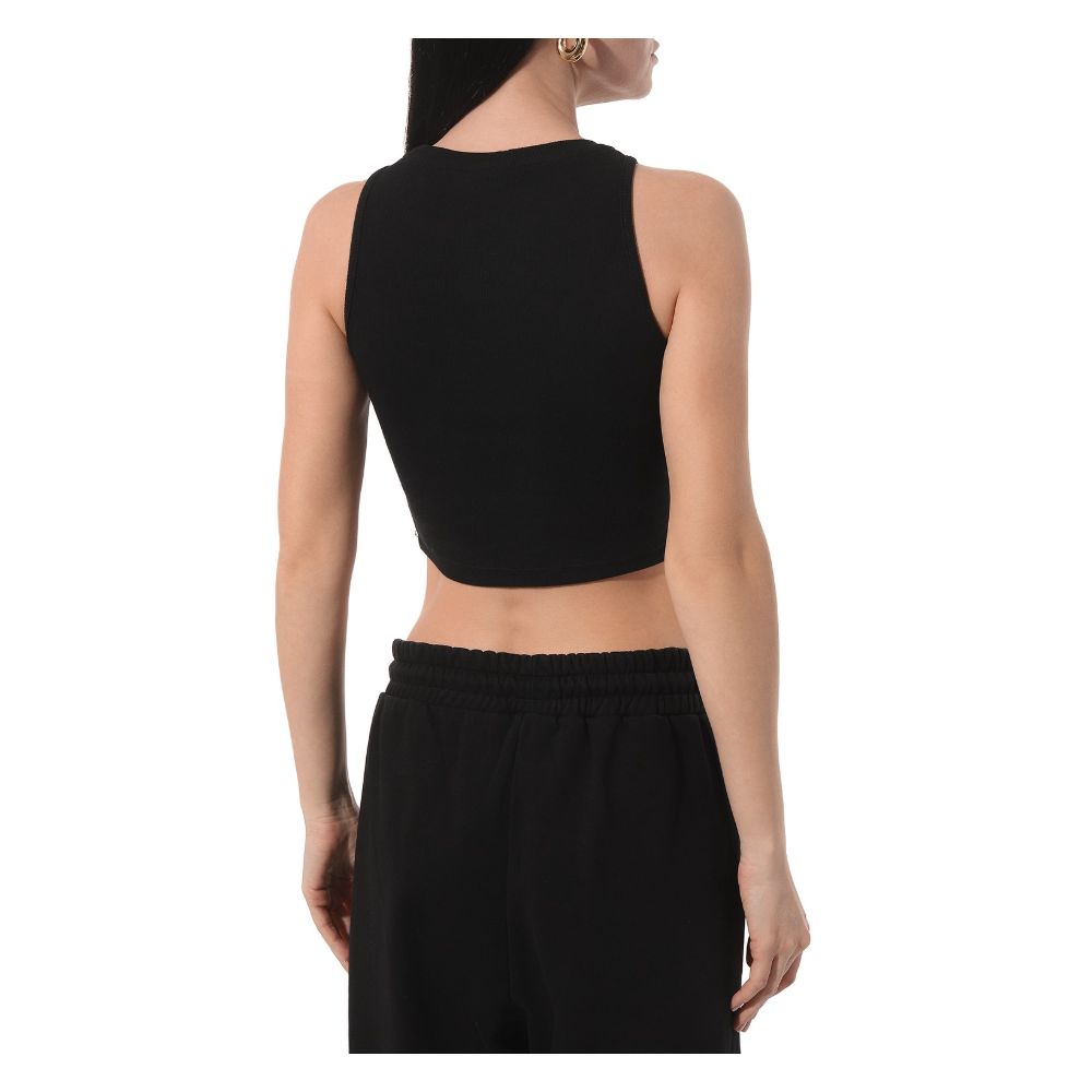 Black Cotton Women Cropped Top