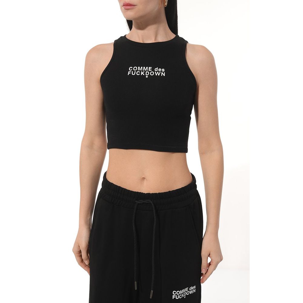 Black Cotton Women Cropped Top