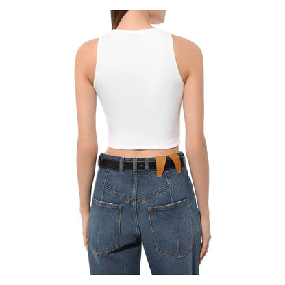 White Cotton Women Cropped T-Shirt
