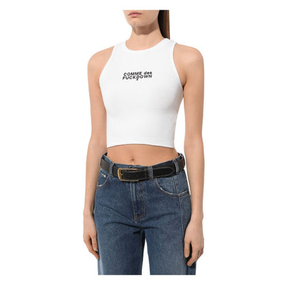 White Cotton Women Cropped T-Shirt