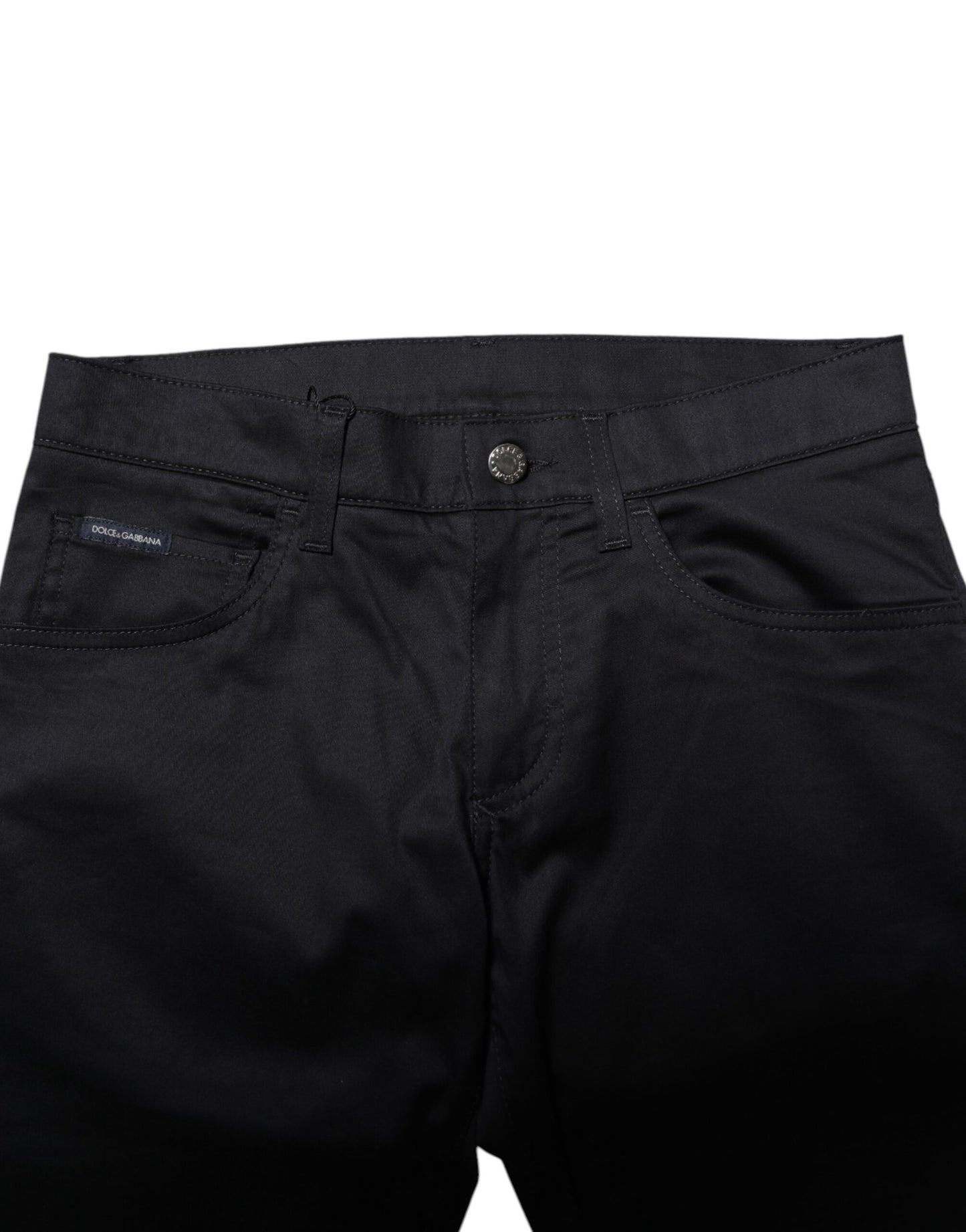 Black Cotton Skinny Mid Waist Pants