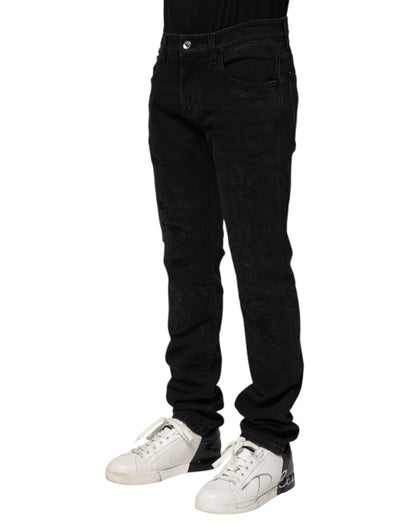Black Cotton Skinny Men Denim Jeans