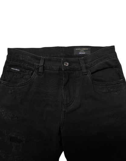 Black Cotton Skinny Men Denim Jeans