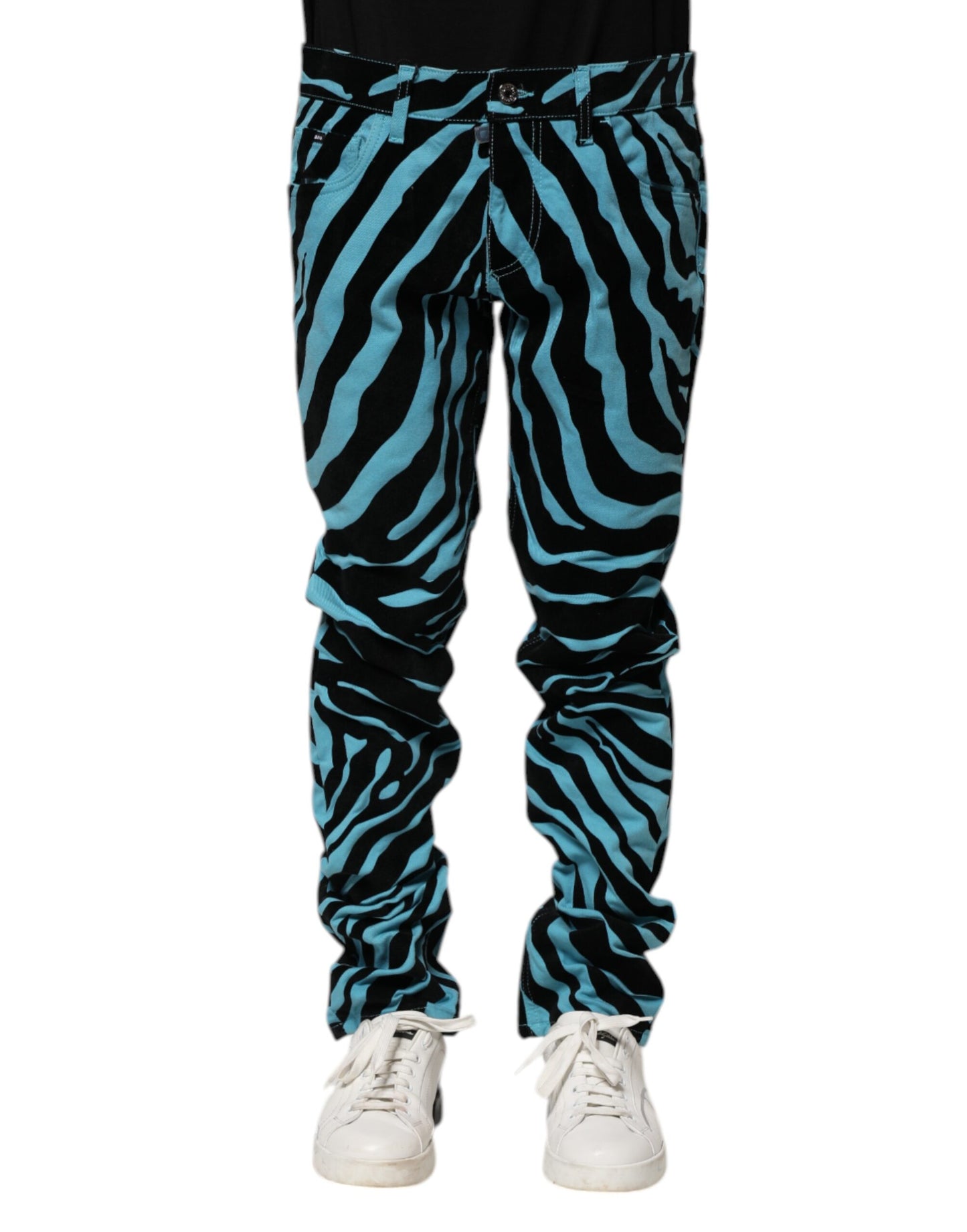 Blue Black Stripes Skinny Denim Jeans