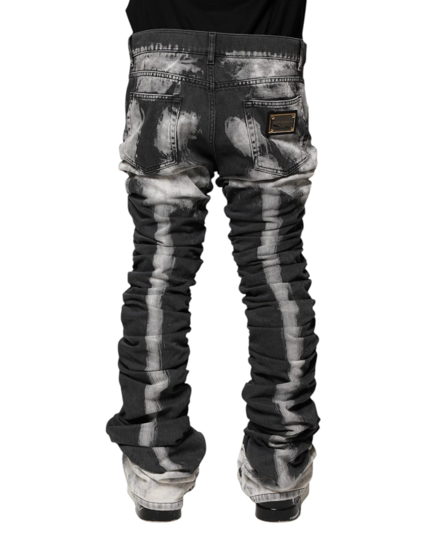 Black Tie Dye Straight Denim Jeans
