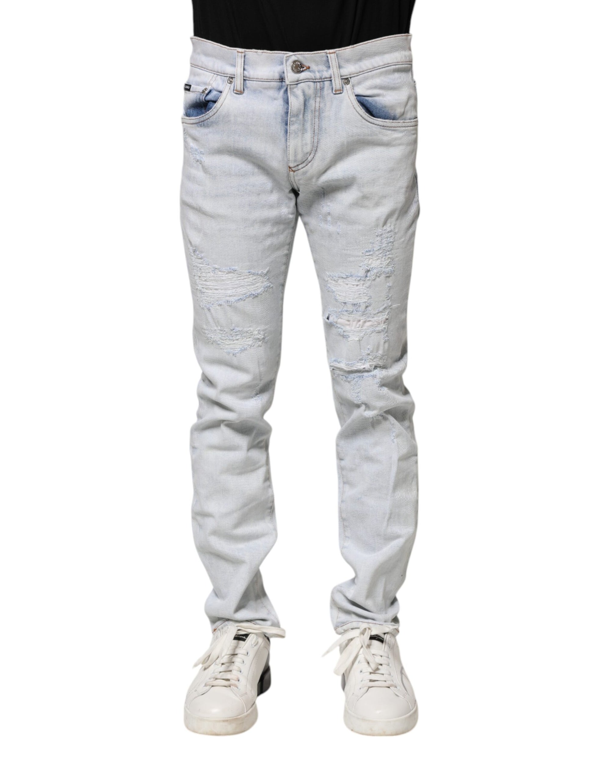 Light Blue Tattered Skinny Denim Jeans