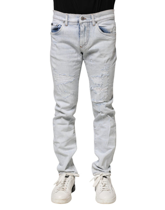 Light Blue Tattered Skinny Denim Jeans