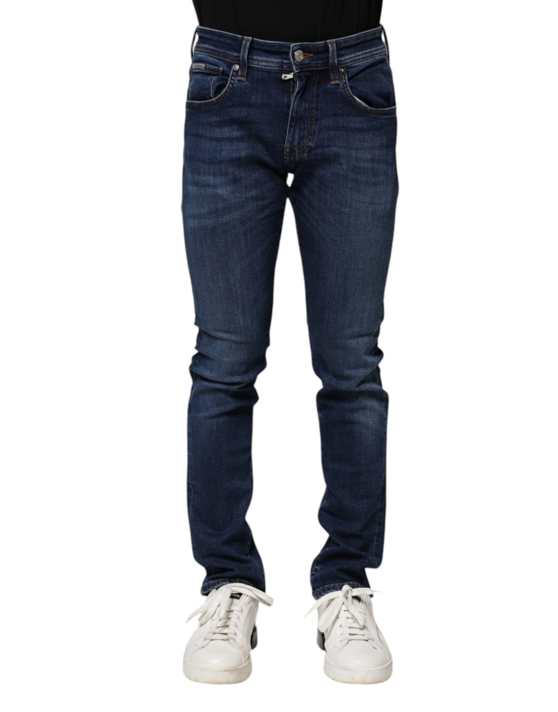 Dark Blue Cotton Skinny Denim Jeans