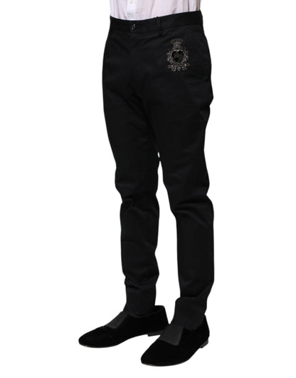 Dark Blue Logo Cotton Dress Pants