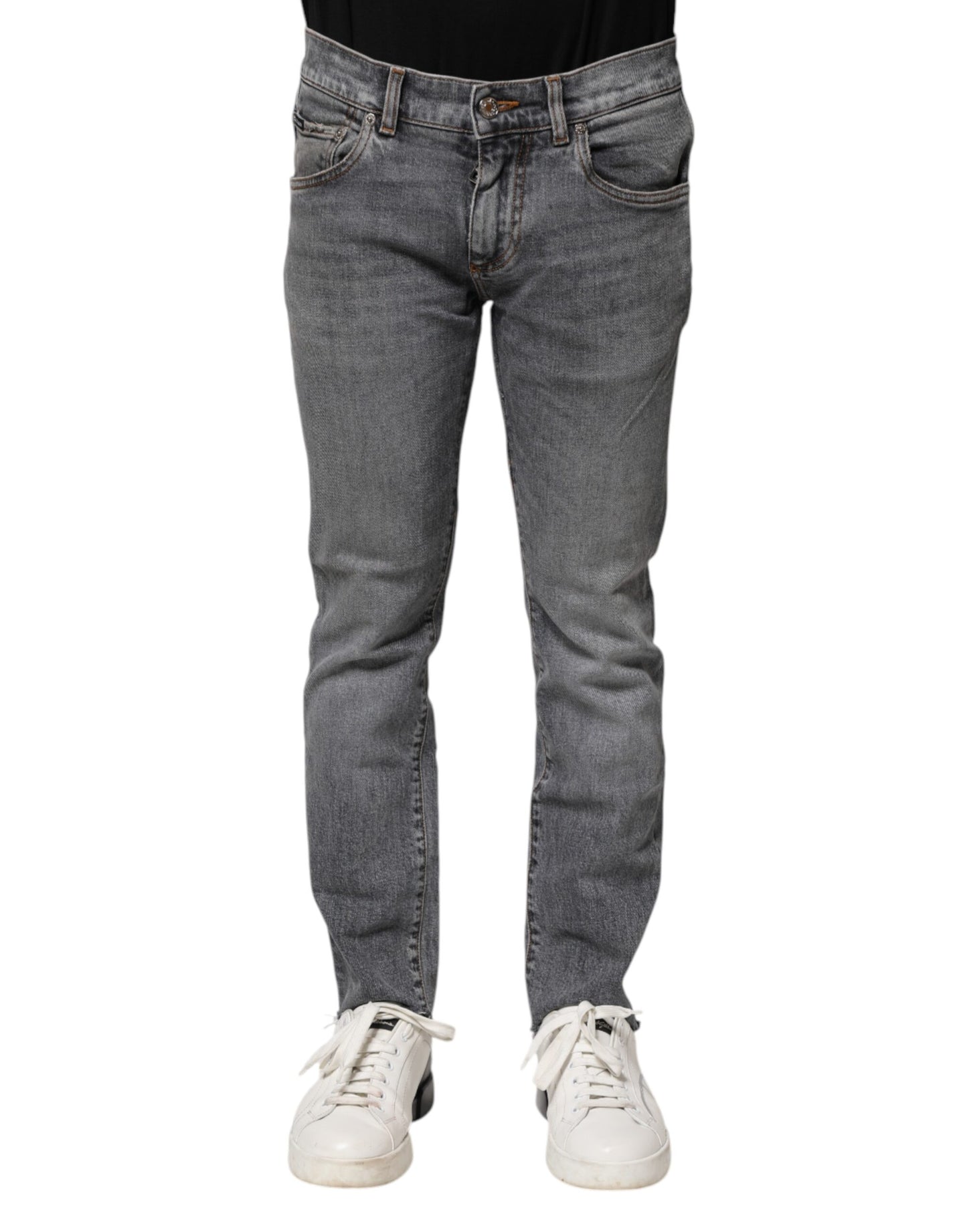 Gray Cotton Skinny Men Denim Jeans