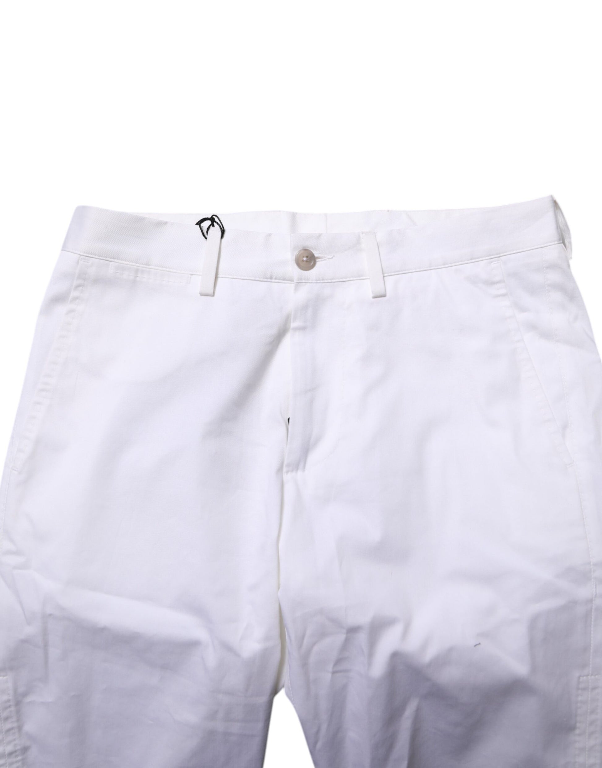 White Cotton Stretch Men Denim Bermuda Shorts