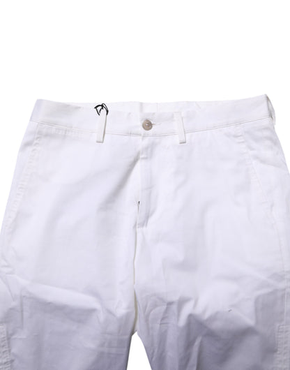 White Cotton Stretch Men Denim Bermuda Shorts
