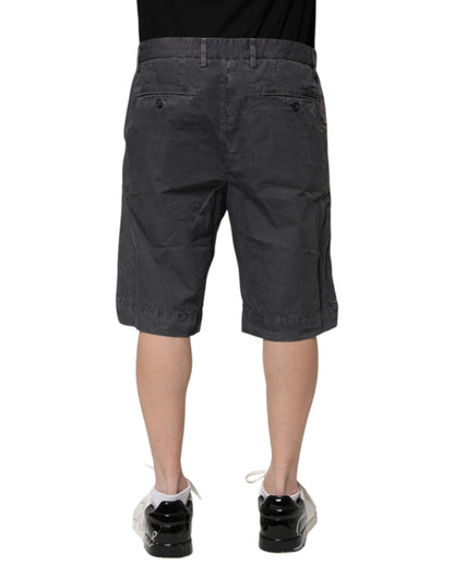 Dark Gray Cotton Stretch Denim Bermuda Shorts