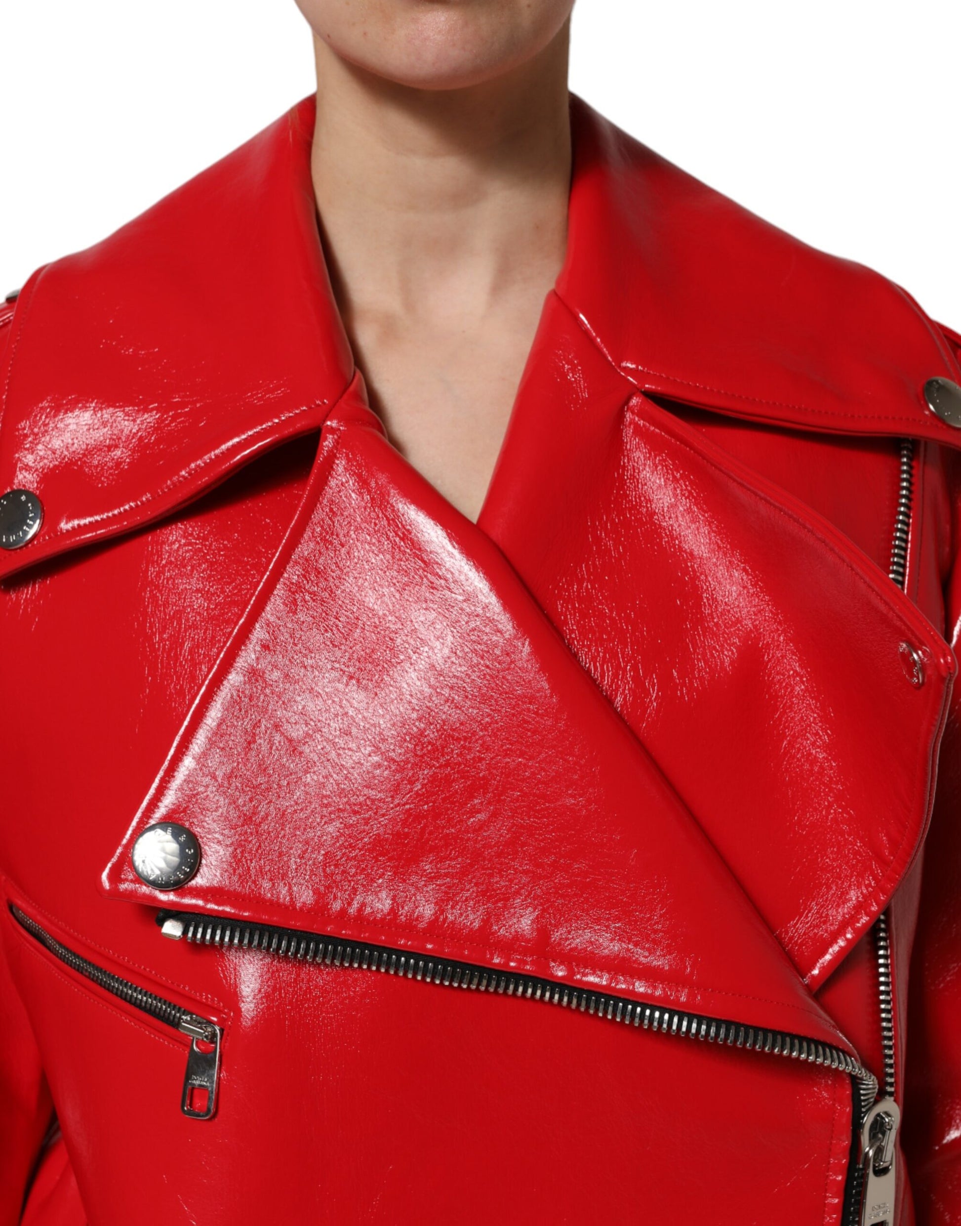 Red Lambskin Full Zipper Jacket