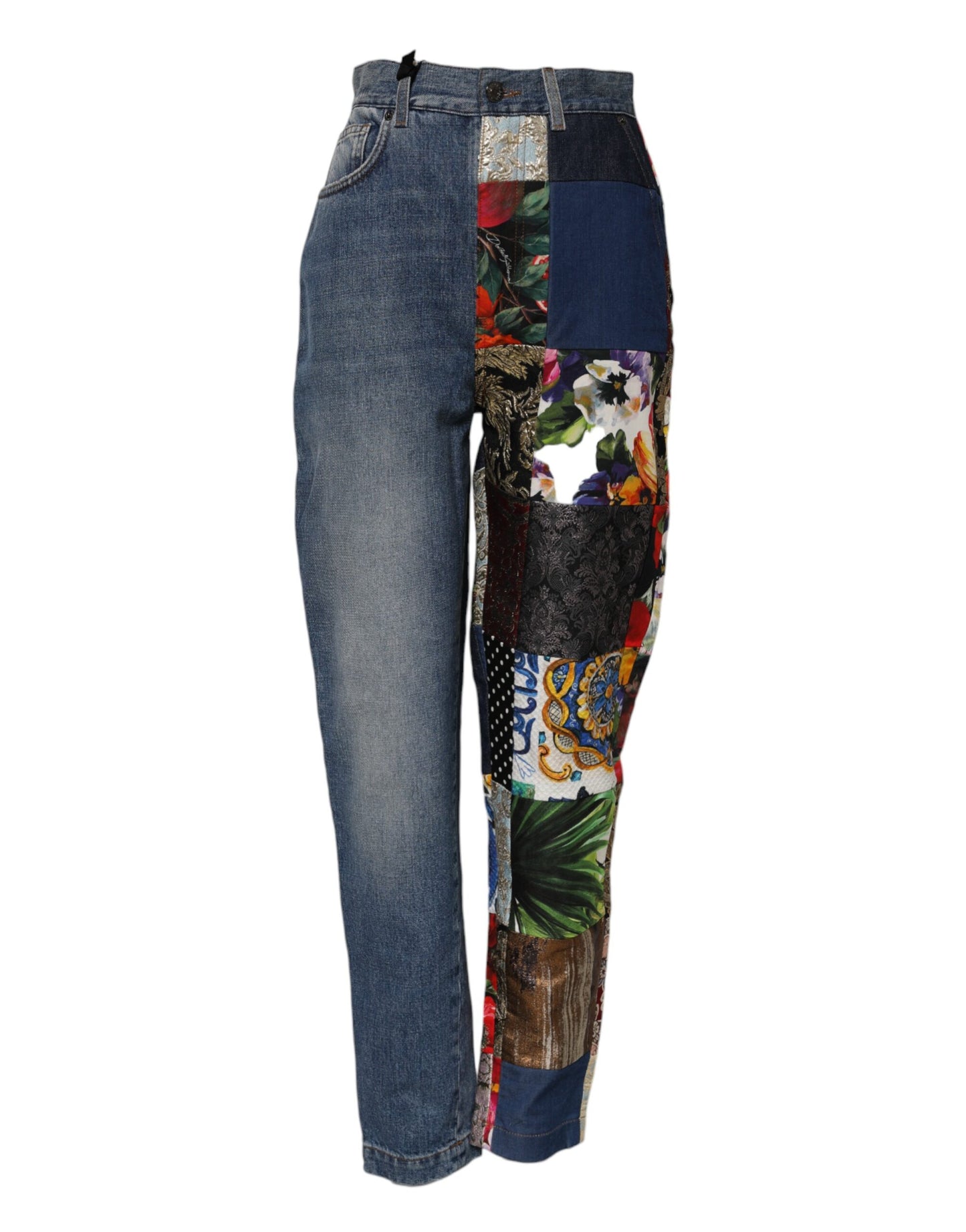 Blue AMBER Patchwork High Waist Denim Jeans