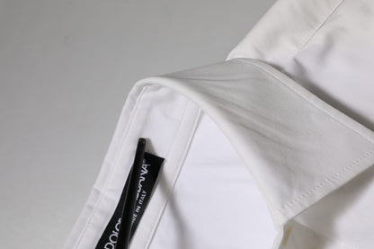 White Cotton Collared Long Sleeves Top Shirt