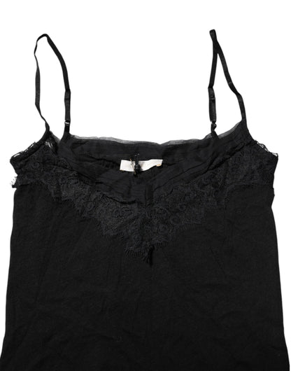 Black Wool Sleeveless Square Neck Tank Top