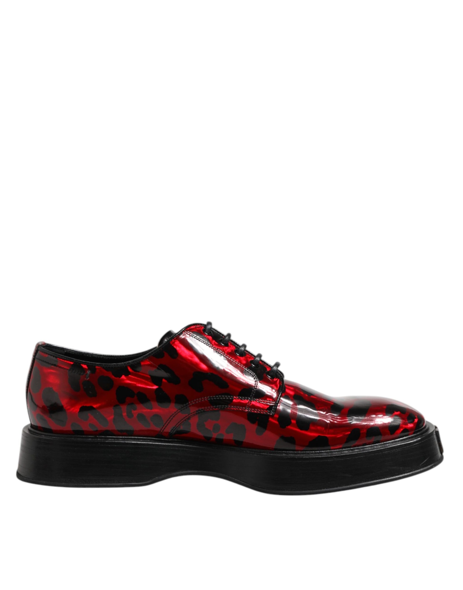 Red Leopard Derby Formal Men Dress Shoes
