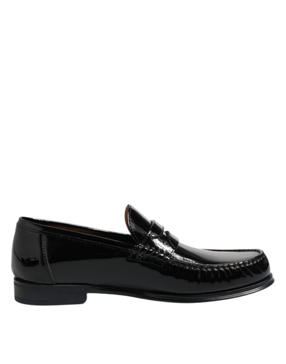 Black Leather Slip On Loafers Dress Shoes