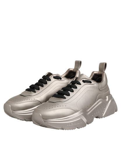 Silver DAYMASTER Leather Men Sneakers Shoes