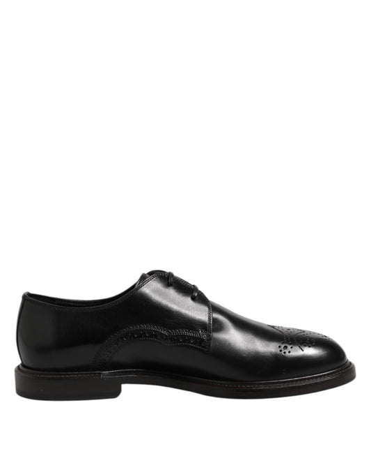 Black Leather Derby Wingtip Formal Shoes