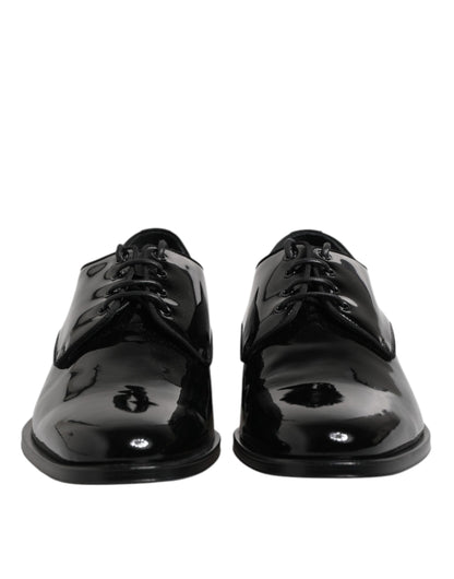 Black Patent Leather Derby Formal Dress Shoes